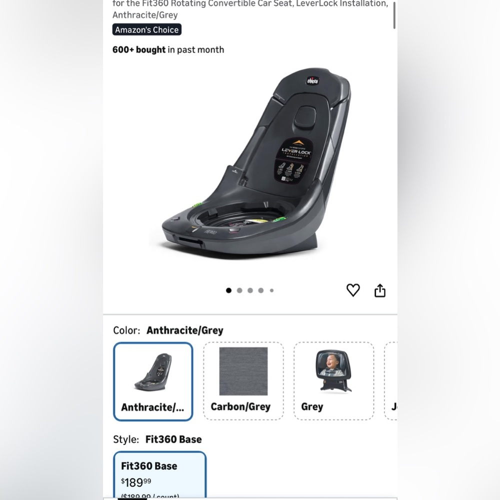 NEW Chicco Fit360 Rotating Convertible Car Seat Base
